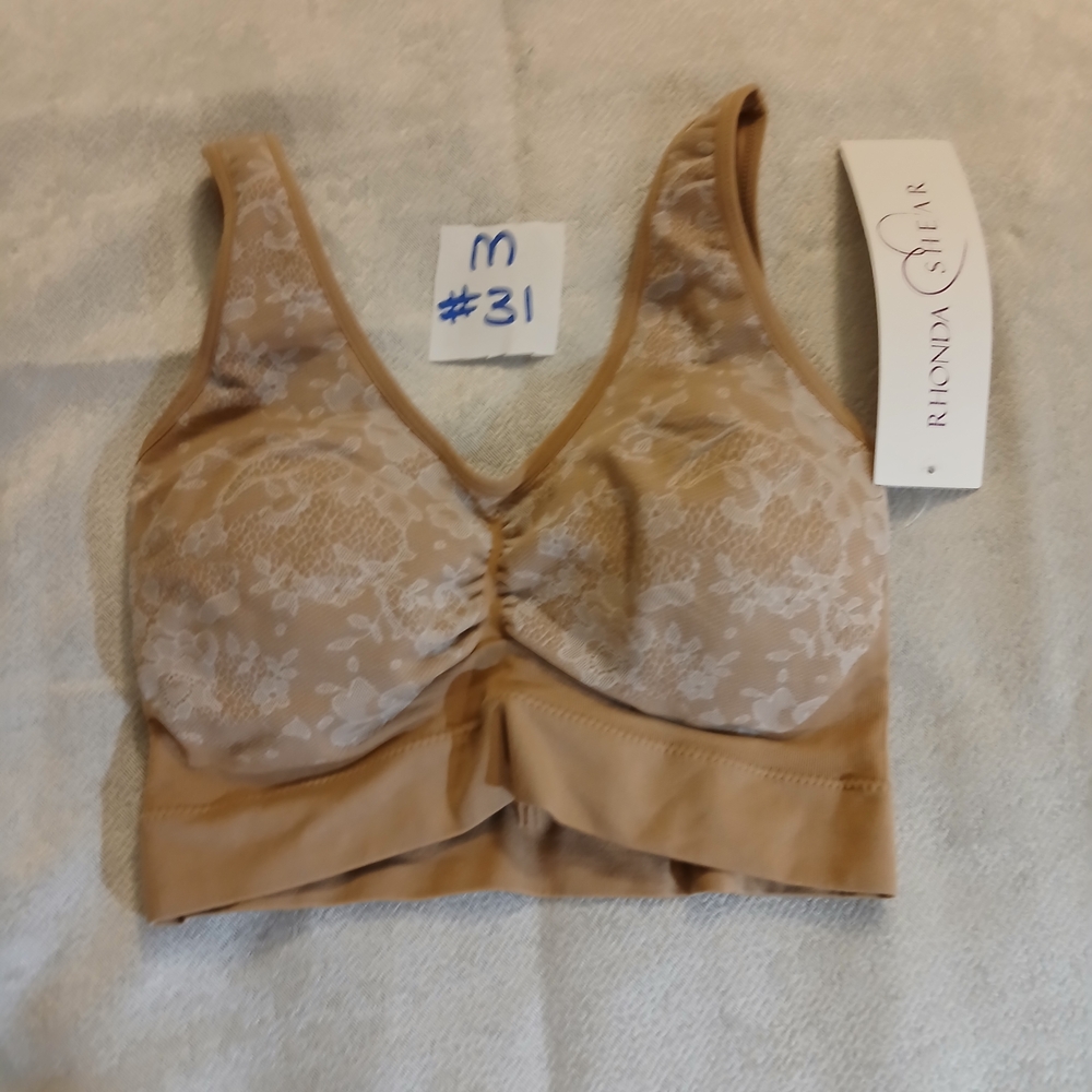 Rhonda Shear Tan Lace Bra